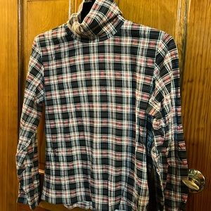 Christopher and Banks Blue, White and Red Plaid Turtleneck Size M